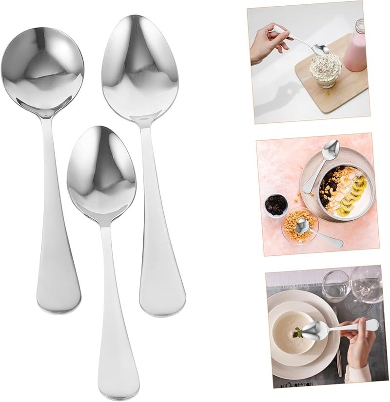 Stainless Steel Soup Spoons Set of 6 Ergonomic Multipurpose Serving Spoons for Kitchen - Image 4